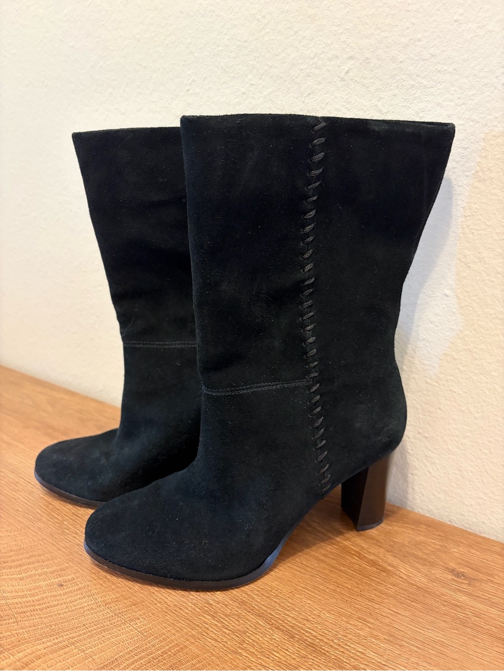 Clark’s Black Suede Mid-Calf Heeled Boots (B7)